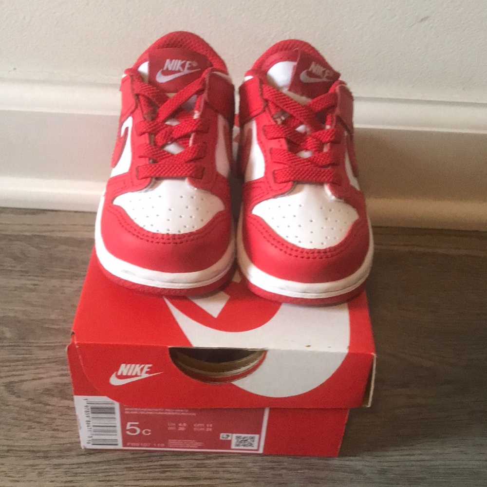 Nike Red and White Sneakers Classic Design
